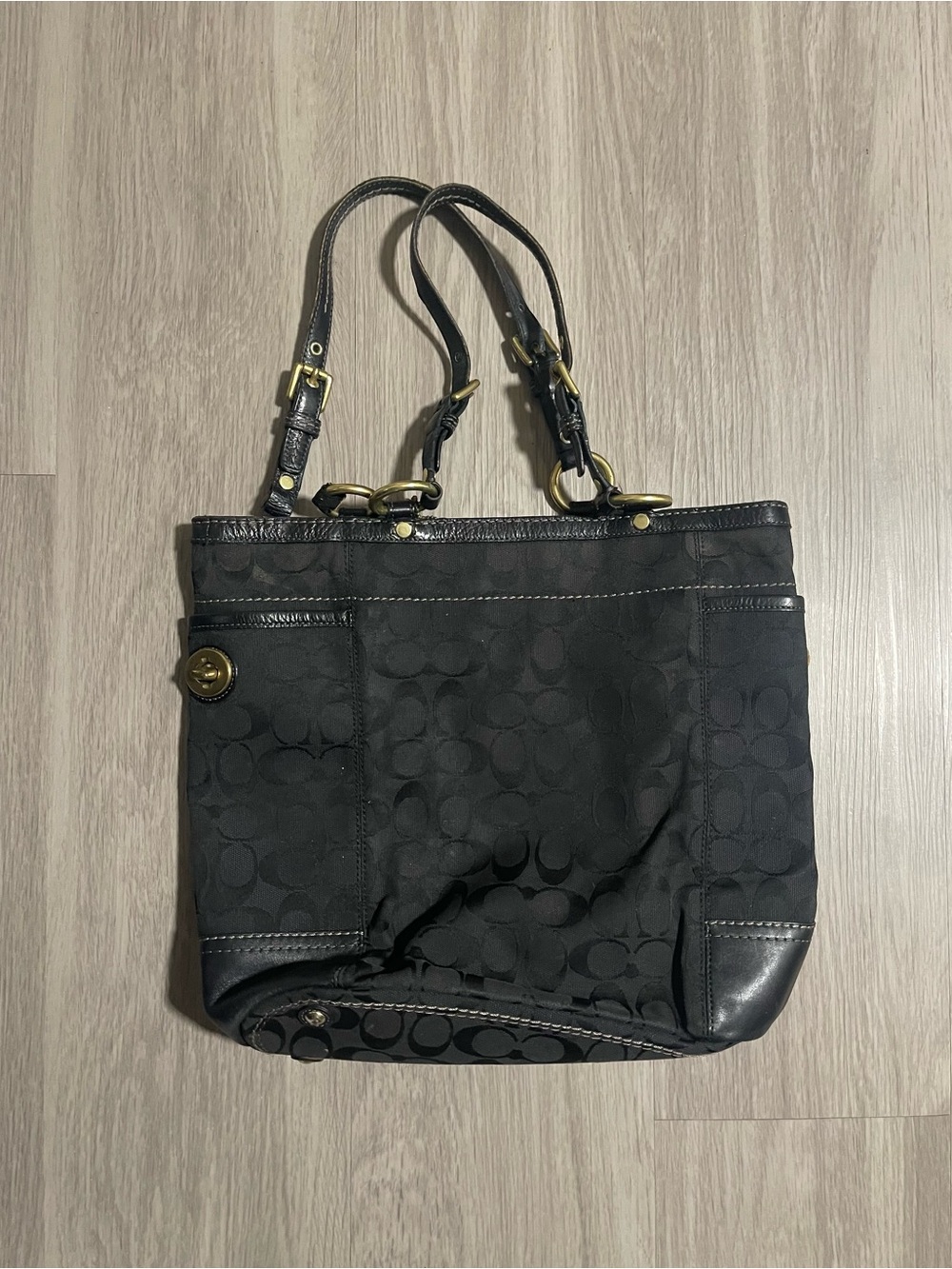 Coach Black Signature Canvas Shoulder Purse